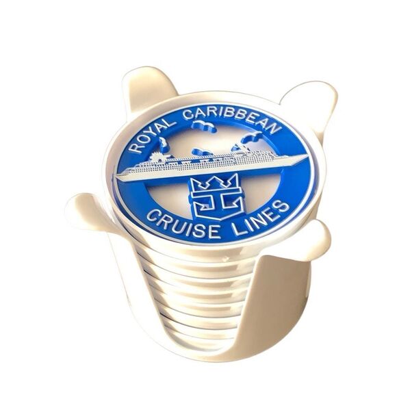 Vintage Royal Caribbean Cruise Coasters Set Lot of 8 With Holder/Box Take a Sip - Picture 12 of 14